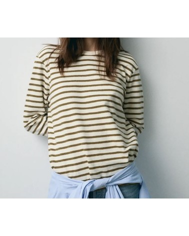 CAMISETA STRIPES ECRU-OLIVA DE eseOese