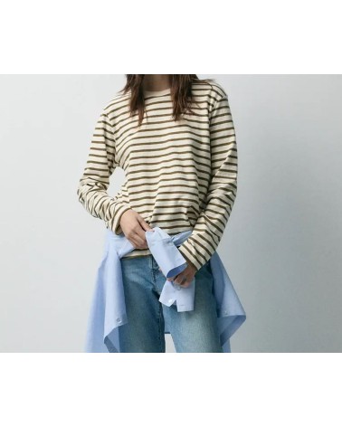 CAMISETA STRIPES ECRU-OLIVA DE eseOese