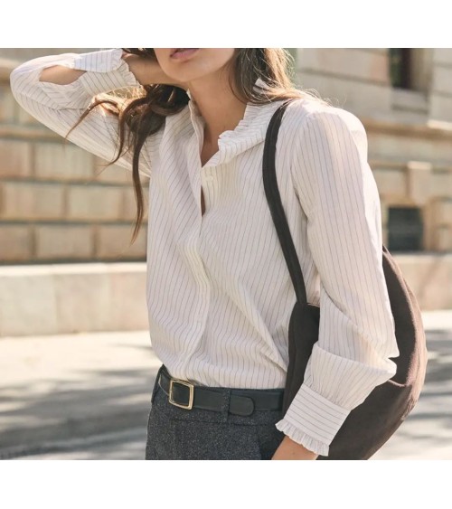 CAMISA ELISABETH BURGUNDY PINSTRIPE eseOese