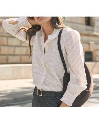 CAMISA ELISABETH BURGUNDY PINSTRIPE eseOese