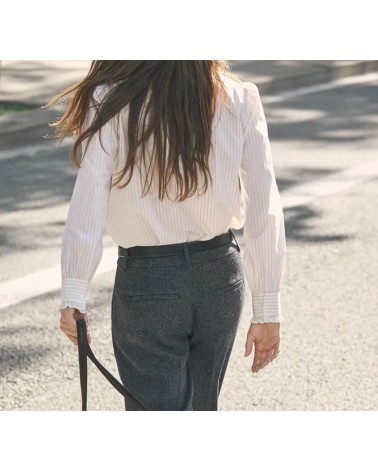 CAMISA ELISABETH BURGUNDY PINSTRIPE eseOese
