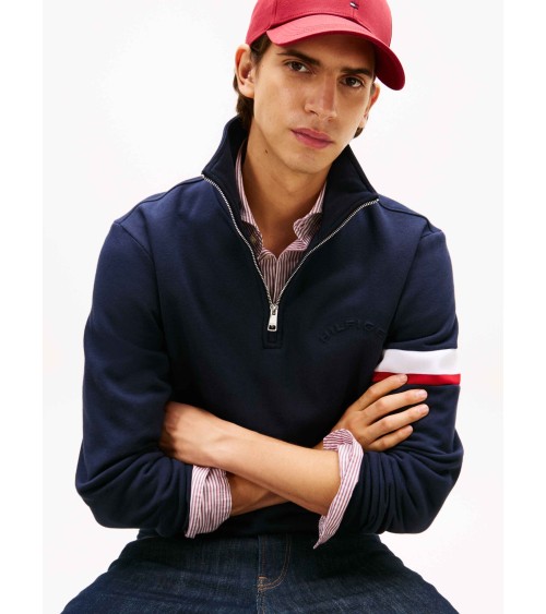 SUDADERA MEDIA CREMALLERA LOGO MANGA TOMMY HILFIGER