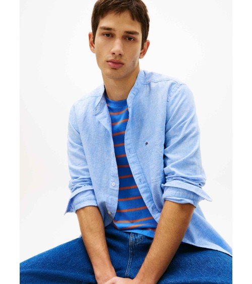 CAMISA DE LINO CUELLO MAO CON RIBETE TOMMY JEANS