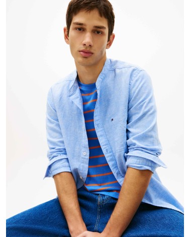 CAMISA DE LINO CUELLO MAO CON RIBETE TOMMY JEANS