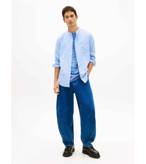 CAMISA DE LINO CUELLO MAO CON RIBETE TOMMY JEANS