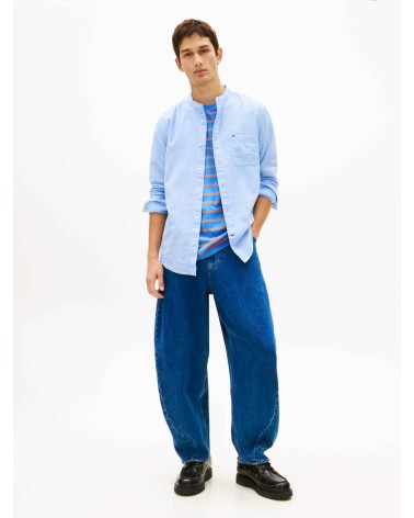 CAMISA DE LINO CUELLO MAO CON RIBETE TOMMY JEANS