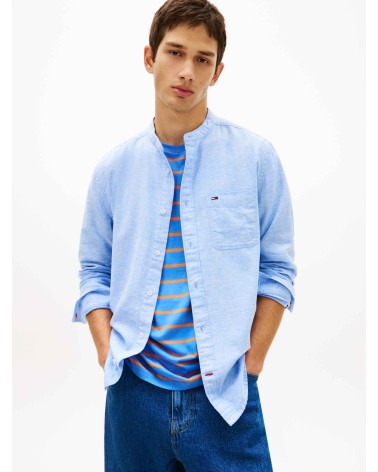 CAMISA DE LINO CUELLO MAO CON RIBETE TOMMY JEANS