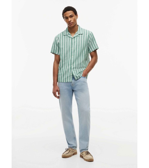 CAMISA DE RAYAS MANGA CORTA EN MEZCLA DE LINO TOMMY HILFIGER