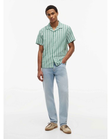 CAMISA DE RAYAS MANGA CORTA EN MEZCLA DE LINO TOMMY HILFIGER