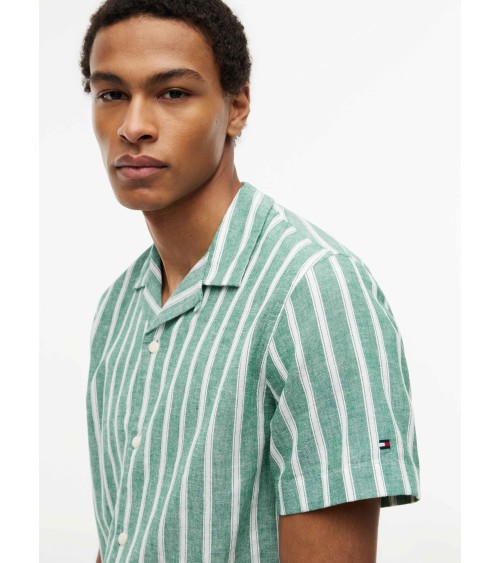 CAMISA DE RAYAS MANGA CORTA EN MEZCLA DE LINO TOMMY HILFIGER