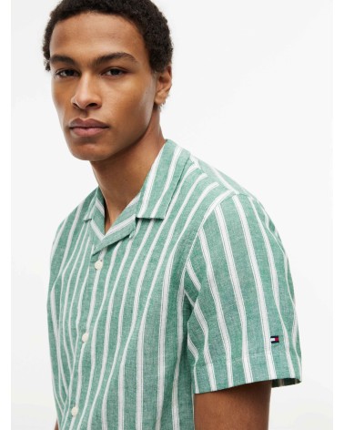 CAMISA DE RAYAS MANGA CORTA EN MEZCLA DE LINO TOMMY HILFIGER