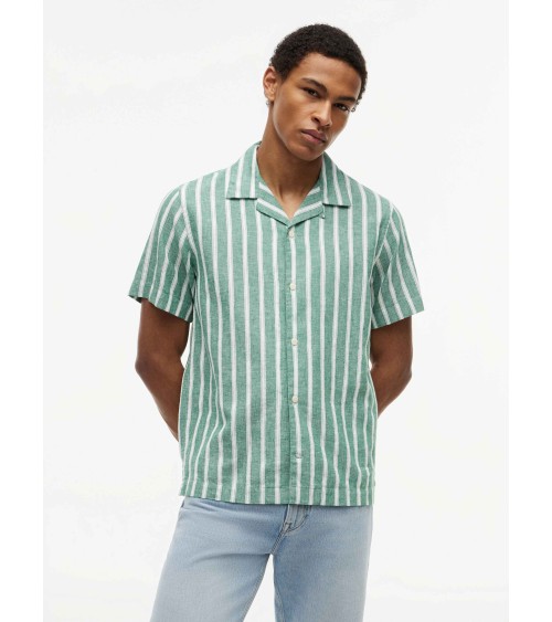 CAMISA DE RAYAS MANGA CORTA EN MEZCLA DE LINO TOMMY HILFIGER