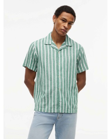 CAMISA DE RAYAS MANGA CORTA EN MEZCLA DE LINO TOMMY HILFIGER