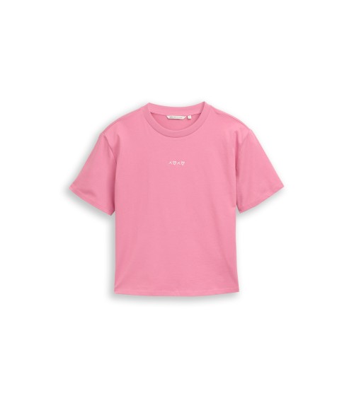 CAMISETA BÁSICA CON CORAZONES BORDADOS TOM TAILOR