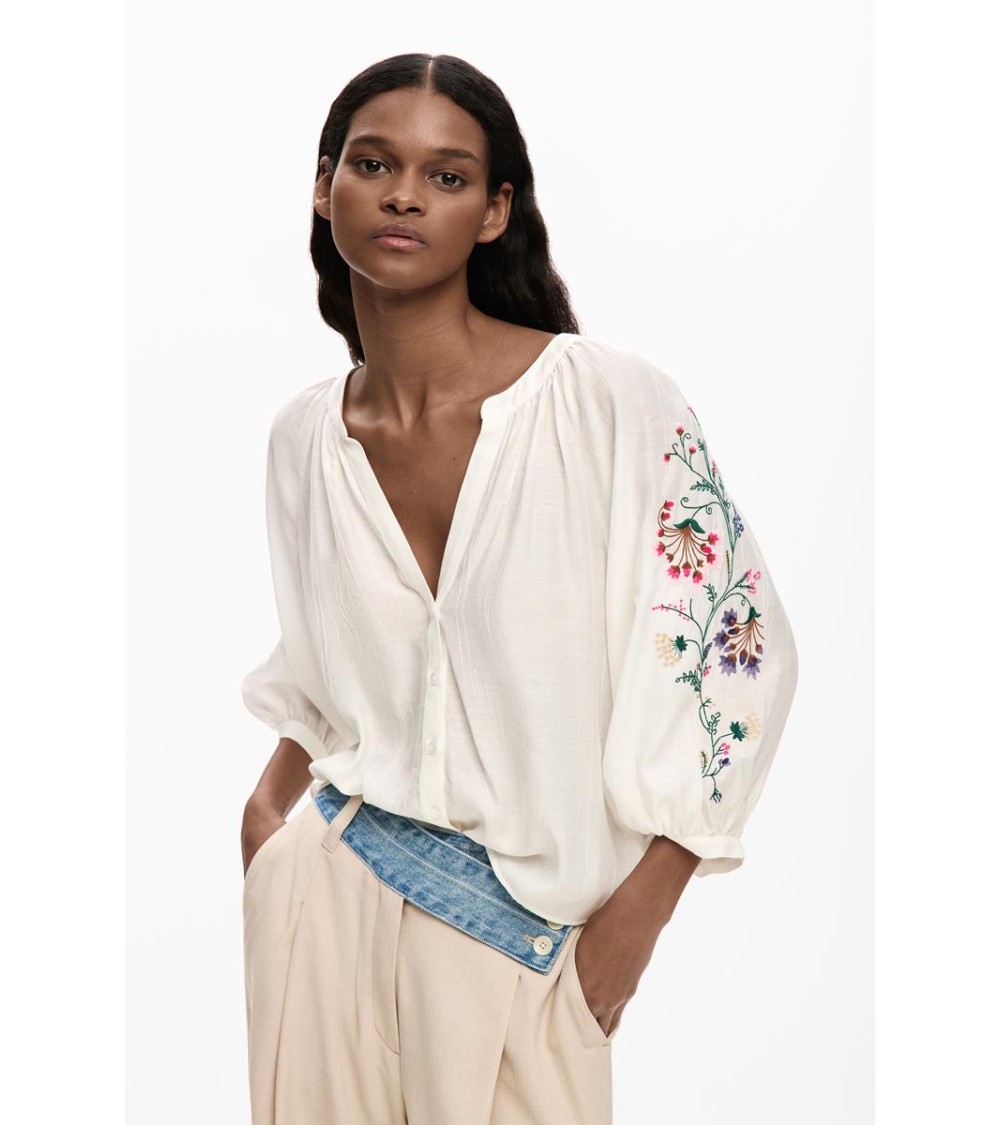 BLUSA ROMAN CON MANGAS BORDADAS DE DESIGUAL