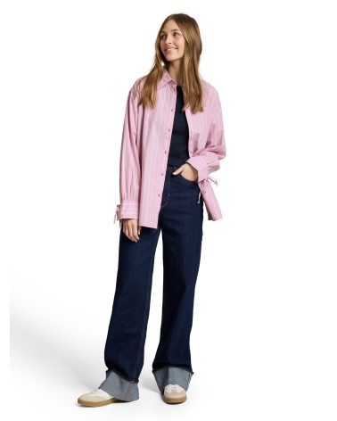 CAMISA OVERSIZE DE RAYAS LAZO PUÑO TOM TAILOR