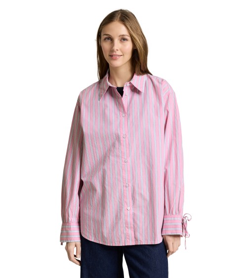 CAMISA OVERSIZE DE RAYAS LAZO PUÑO TOM TAILOR