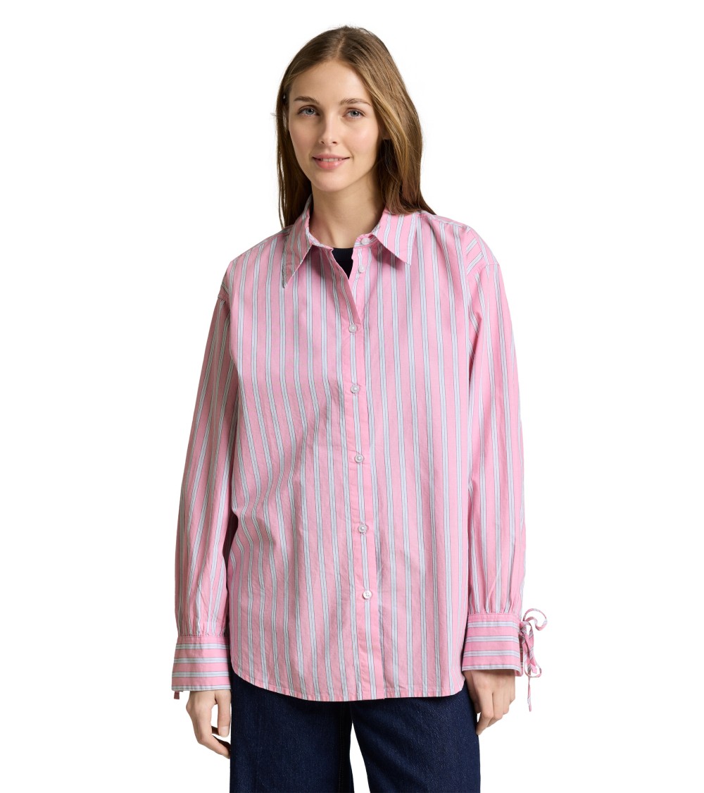 CAMISA OVERSIZE DE RAYAS LAZO PUÑO TOM TAILOR