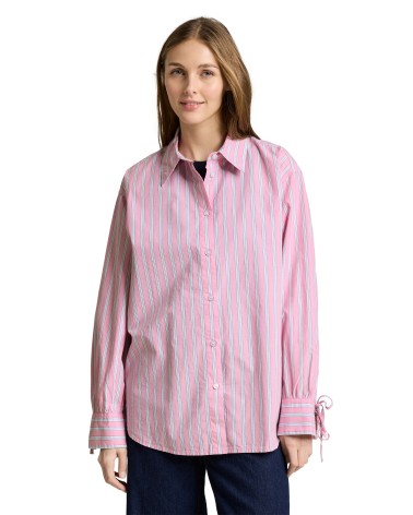 CAMISA OVERSIZE DE RAYAS LAZO PUÑO TOM TAILOR