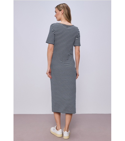 VESTIDO MIDI DE RAYAS CON NUDO STREET ONE