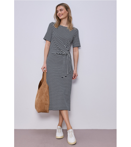 VESTIDO MIDI DE RAYAS CON NUDO STREET ONE