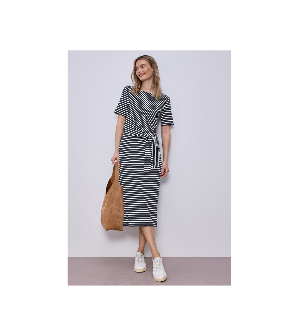 VESTIDO MIDI DE RAYAS CON NUDO STREET ONE