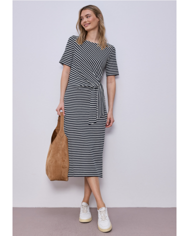 VESTIDO MIDI DE RAYAS CON NUDO STREET ONE
