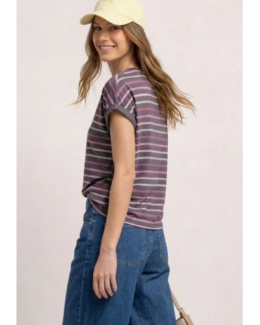 CAMISETA MARRÓN RAYAS ROSAS STREET ONE