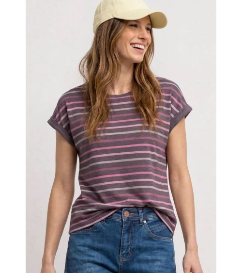 CAMISETA MARRÓN RAYAS ROSAS STREET ONE