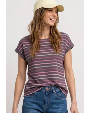 CAMISETA MARRÓN RAYAS ROSAS STREET ONE