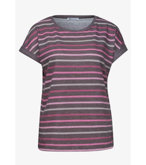 CAMISETA MARRÓN RAYAS ROSAS STREET ONE