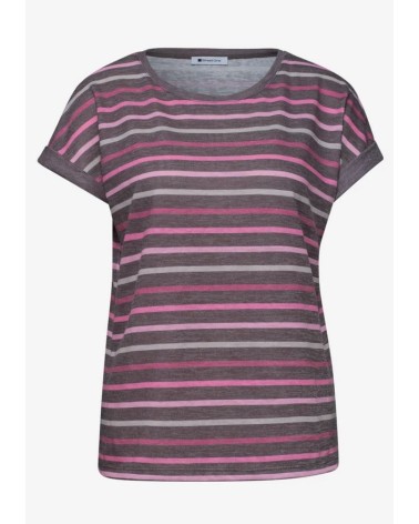 CAMISETA MARRÓN RAYAS ROSAS STREET ONE
