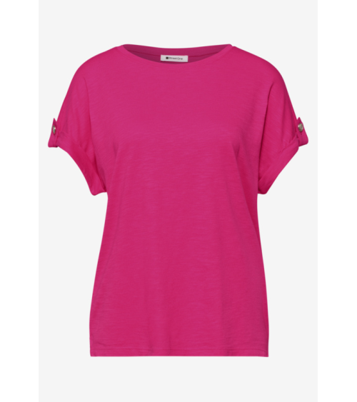 CAMISETA BÁSICA CON BOTÓN EN MANGA STREET ONE