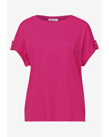CAMISETA BÁSICA CON BOTÓN EN MANGA STREET ONE