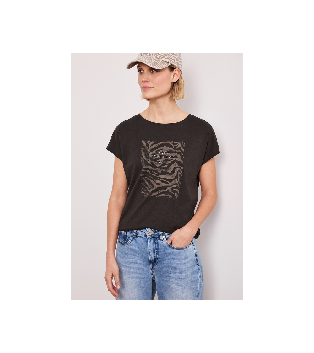 CAMISETA CON PRINT EN MARRÓN CHOCOLATE STREET ONE