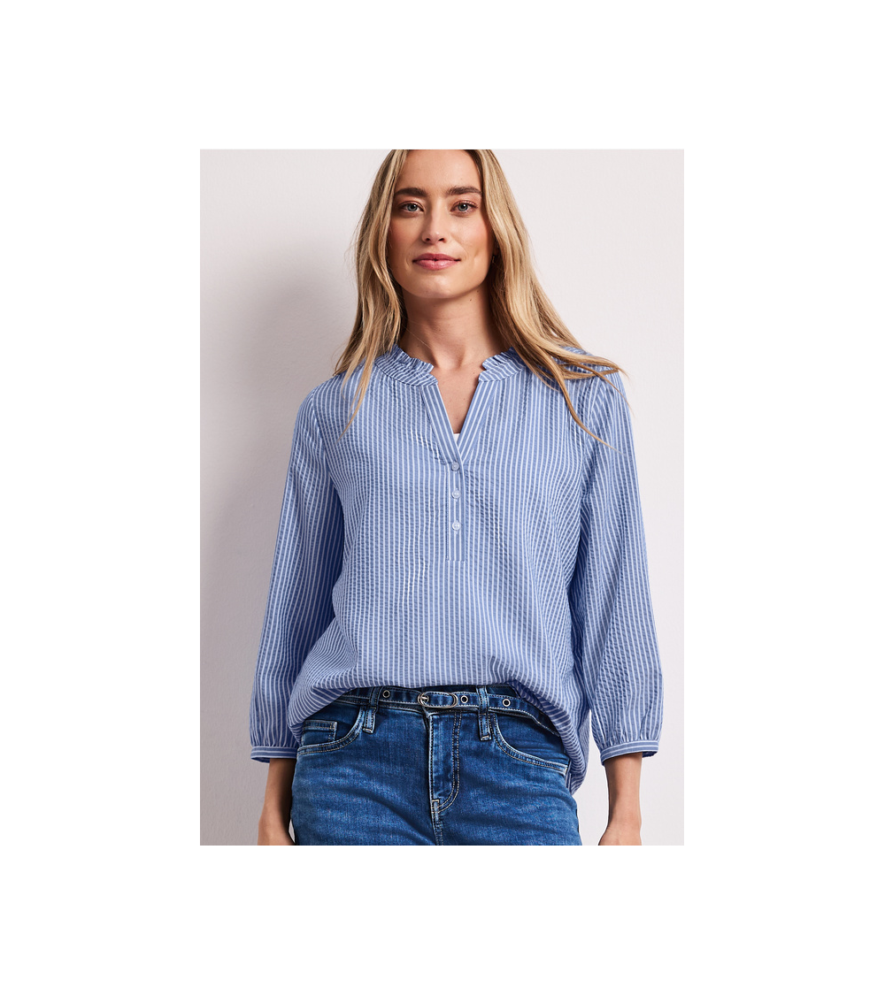 BLUSA RAYAS CON VOLANTE EN EL CUELLO STREET ONE