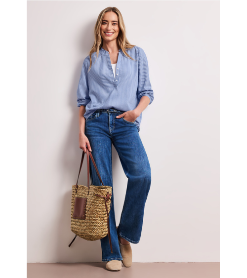 BLUSA RAYAS CON VOLANTE EN EL CUELLO STREET ONE