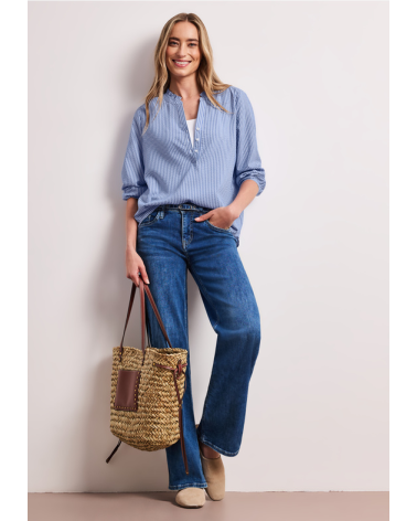 BLUSA RAYAS CON VOLANTE EN EL CUELLO STREET ONE