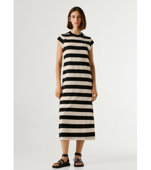 VESTIDO LILA MIDI DE RAYAS PEPE JEANS
