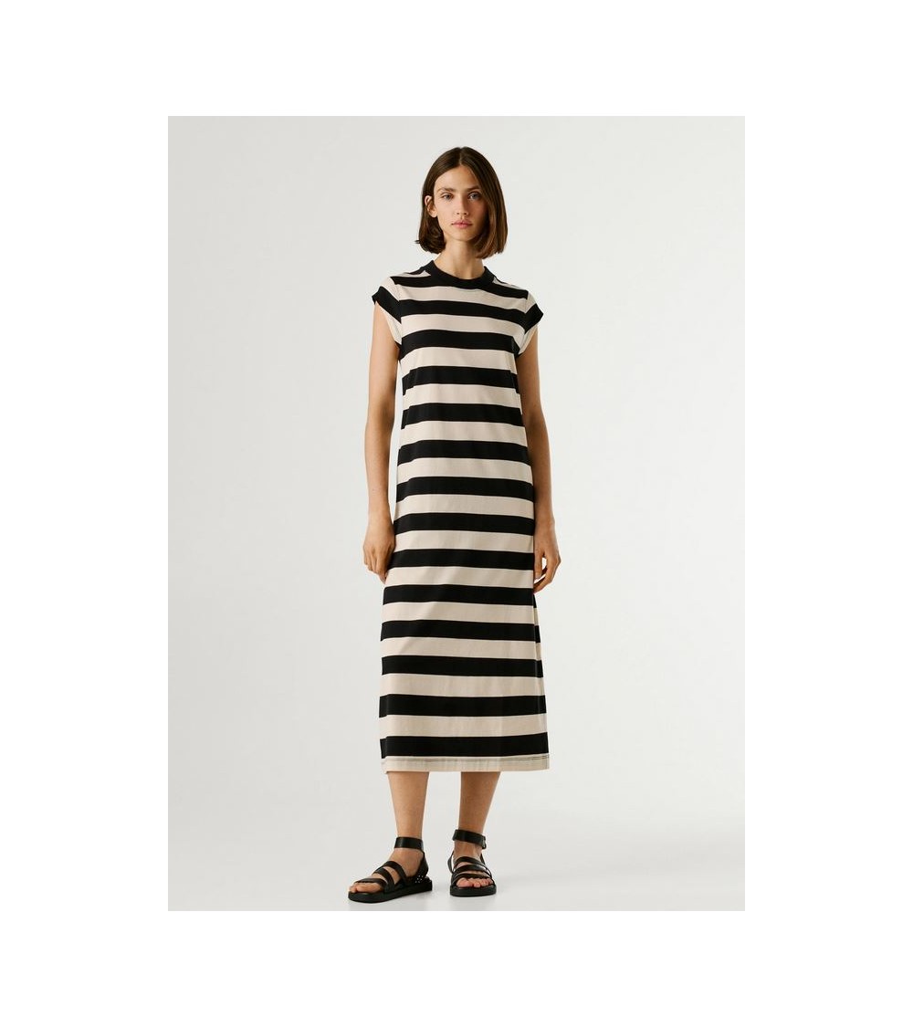 VESTIDO LILA MIDI DE RAYAS PEPE JEANS