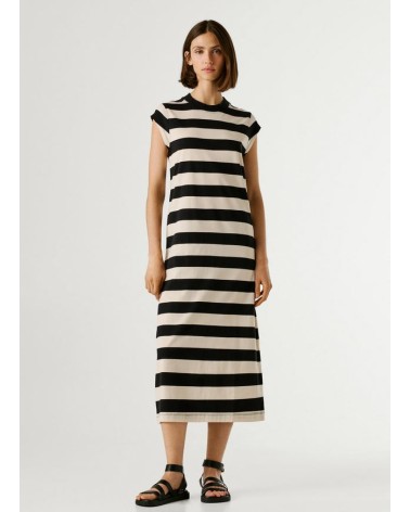 VESTIDO LILA MIDI DE RAYAS PEPE JEANS