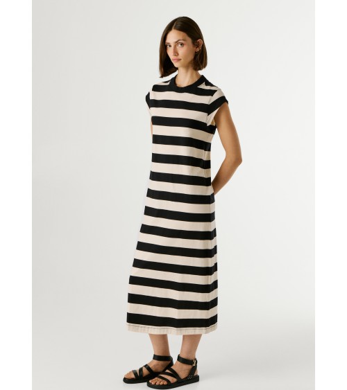 VESTIDO LILA MIDI DE RAYAS PEPE JEANS