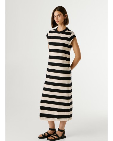 VESTIDO LILA MIDI DE RAYAS PEPE JEANS