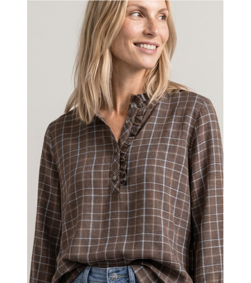 BLUSA DE CUADROS CUELLO MAO STREET ONE