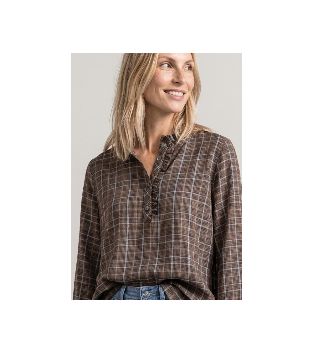 BLUSA DE CUADROS CUELLO MAO STREET ONE
