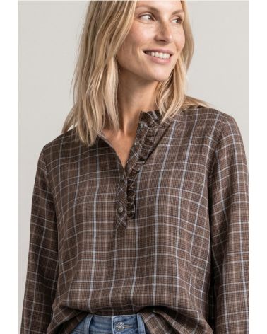 BLUSA DE CUADROS CUELLO MAO STREET ONE