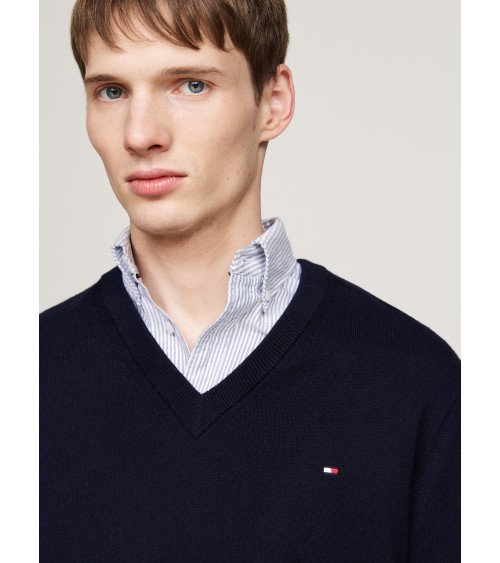 JERSEY DE ALGODÓN PIMA Y CASHMERE DE CUELLO PICO TOMMY HILFIGER