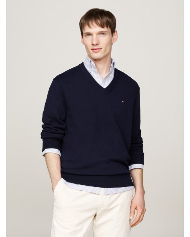 JERSEY DE ALGODÓN PIMA Y CASHMERE DE CUELLO PICO TOMMY HILFIGER