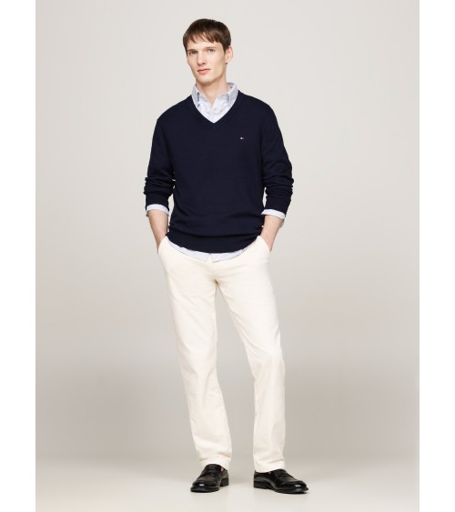 JERSEY DE ALGODÓN PIMA Y CASHMERE DE CUELLO PICO TOMMY HILFIGER