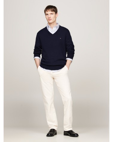 JERSEY DE ALGODÓN PIMA Y CASHMERE DE CUELLO PICO TOMMY HILFIGER